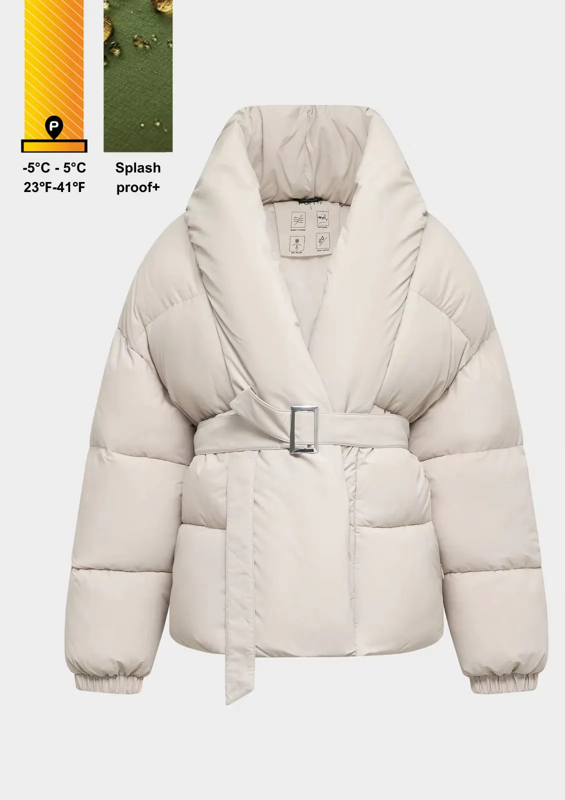 New Design Women Puffer Jacket Mid Length Belted Magnet Button Puffer  Winter Water Repellent