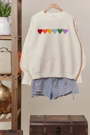 Nothing but LOVE Rainbow Heart Patch Sweater