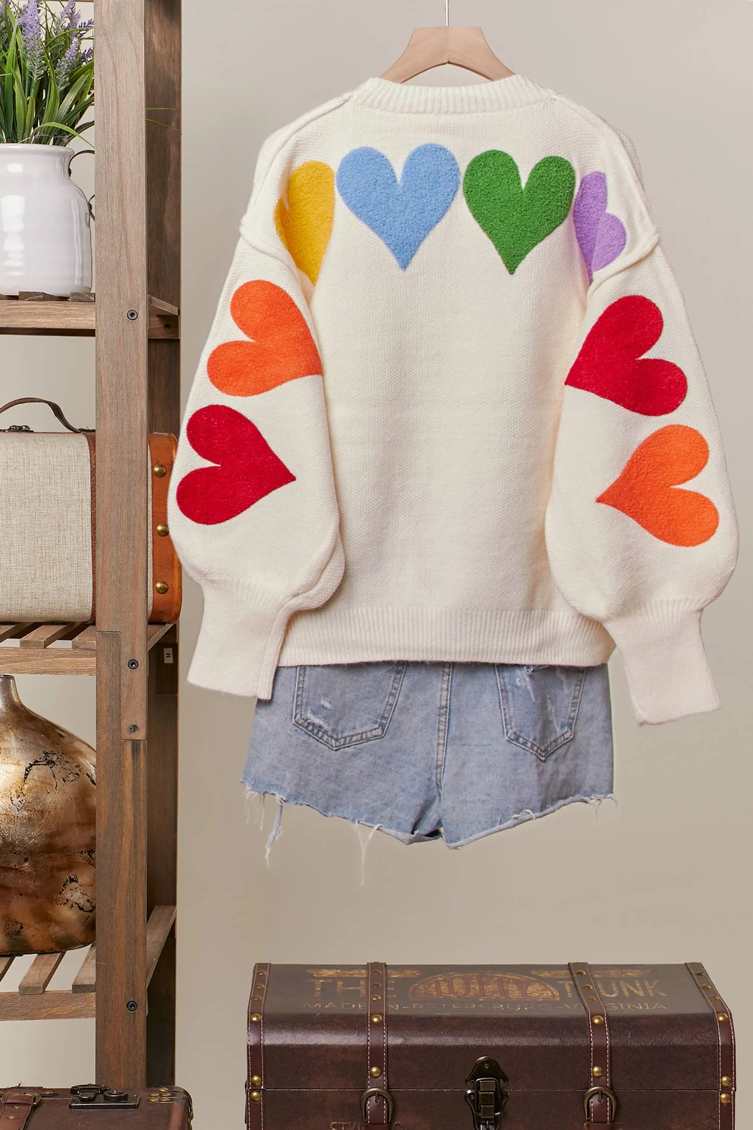 Nothing but LOVE Rainbow Heart Patch Sweater