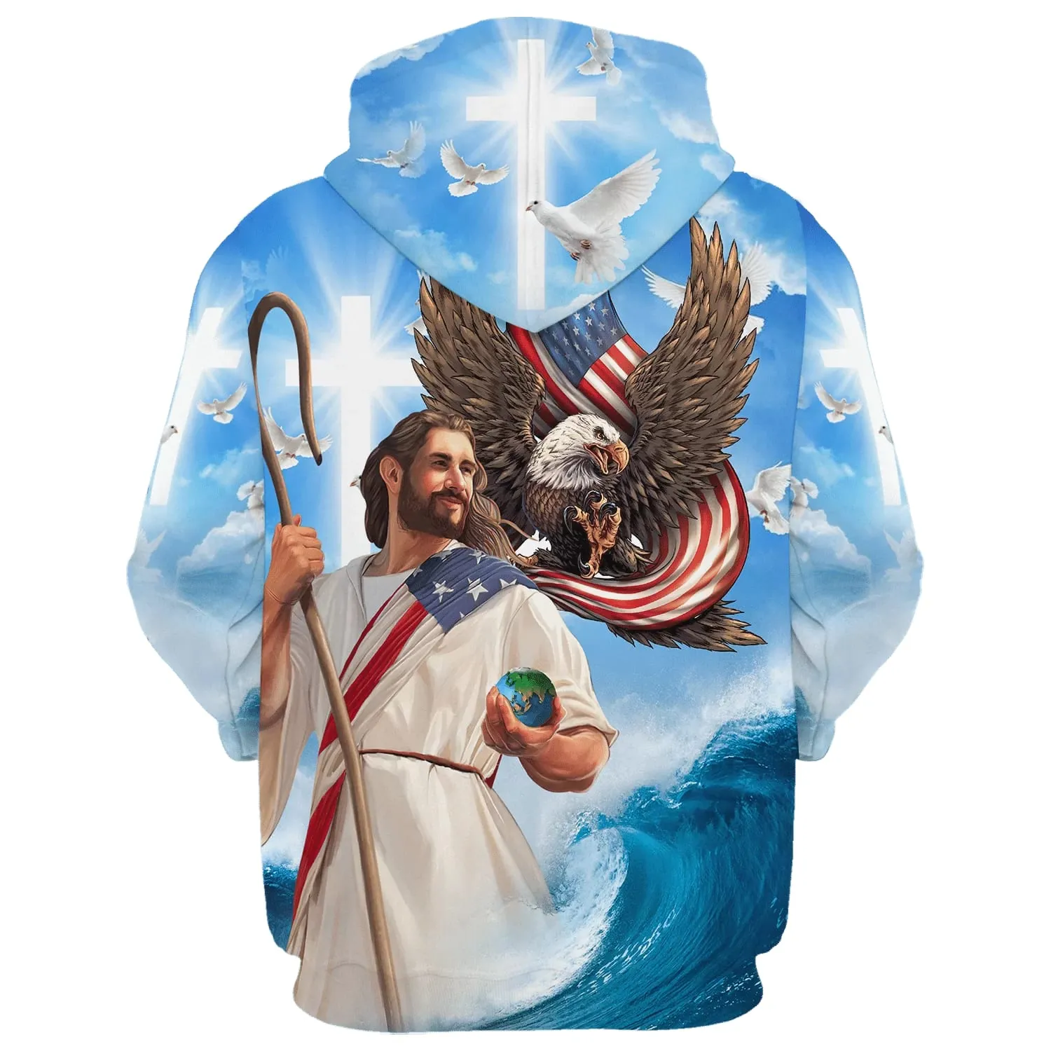 One Nation Under God Jesus Holding Earth Hoodies Jesus Hoodie Men & Women Christian Hoodie 3D Printed Hoodie