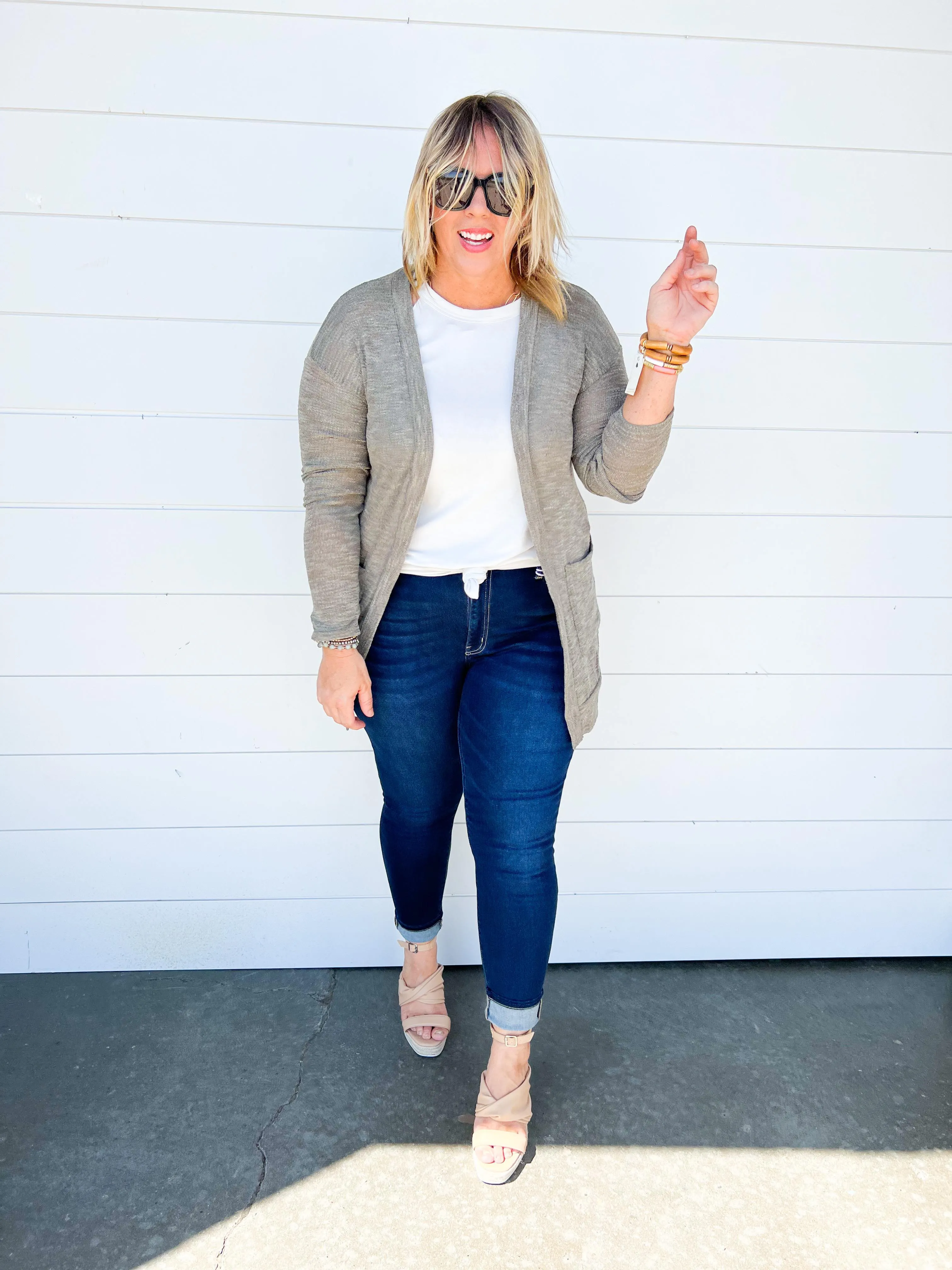 Slub Knit Long Sleeve Open Closure Cardigan - Final Sale*