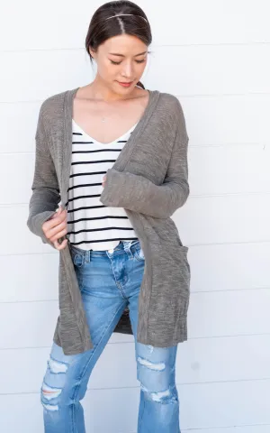 Slub Knit Long Sleeve Open Closure Cardigan - Final Sale*