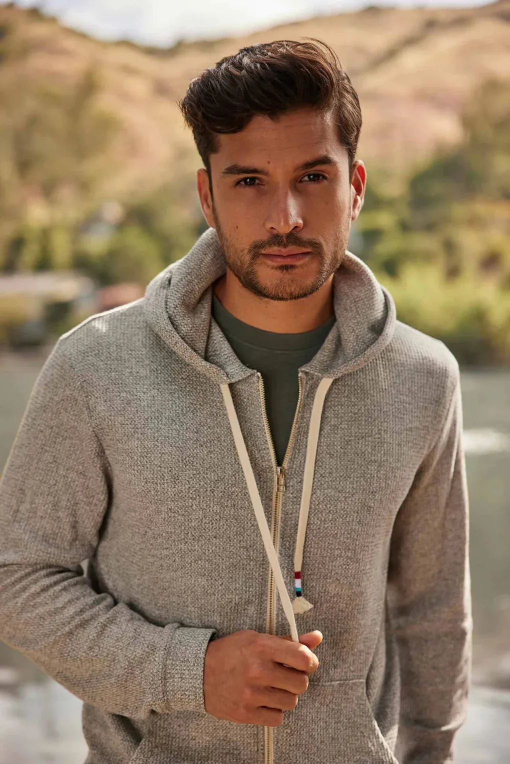 SOL ANGELES MENS THERMAL ZIP HOODIE - HEATHER