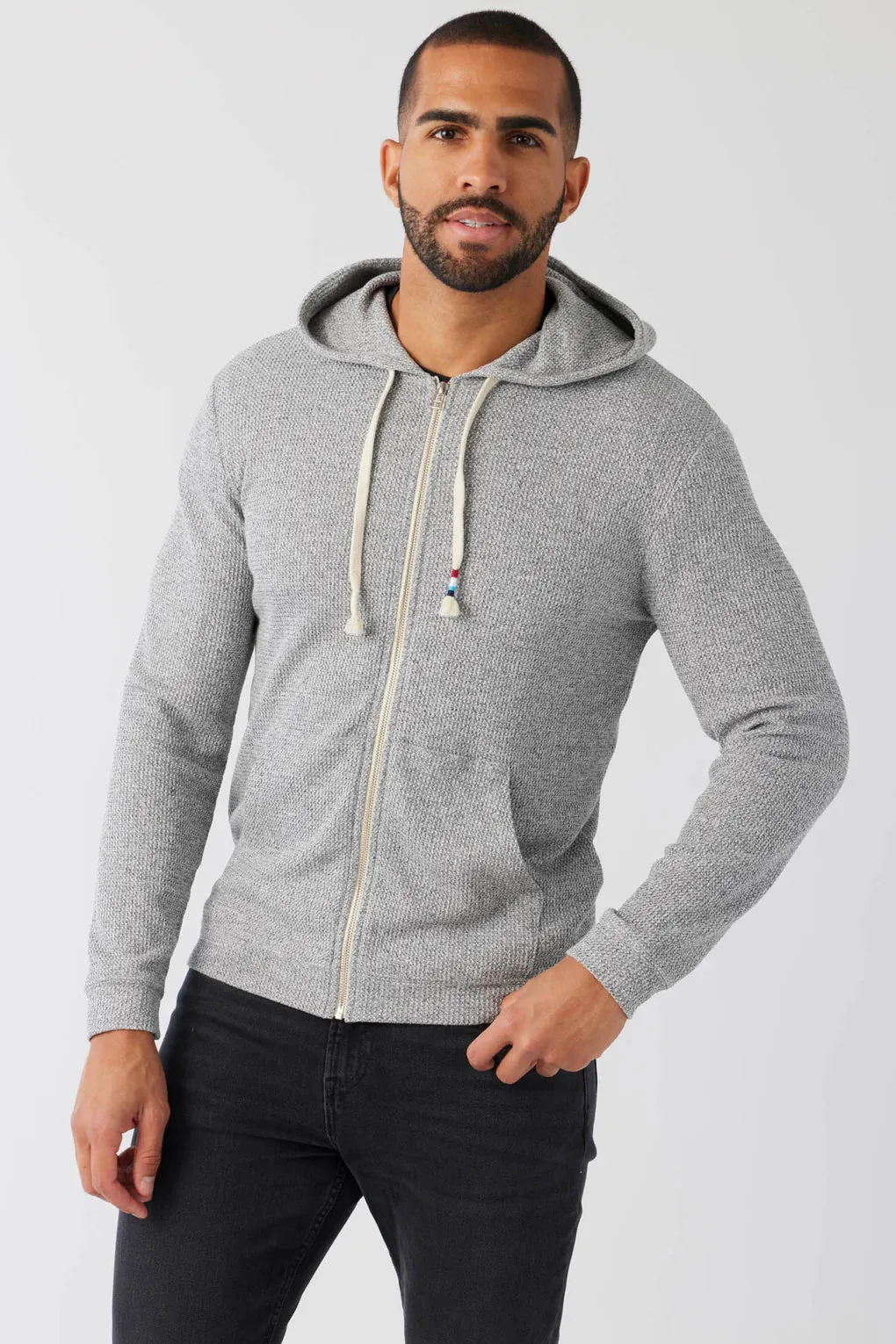 SOL ANGELES MENS THERMAL ZIP HOODIE - HEATHER