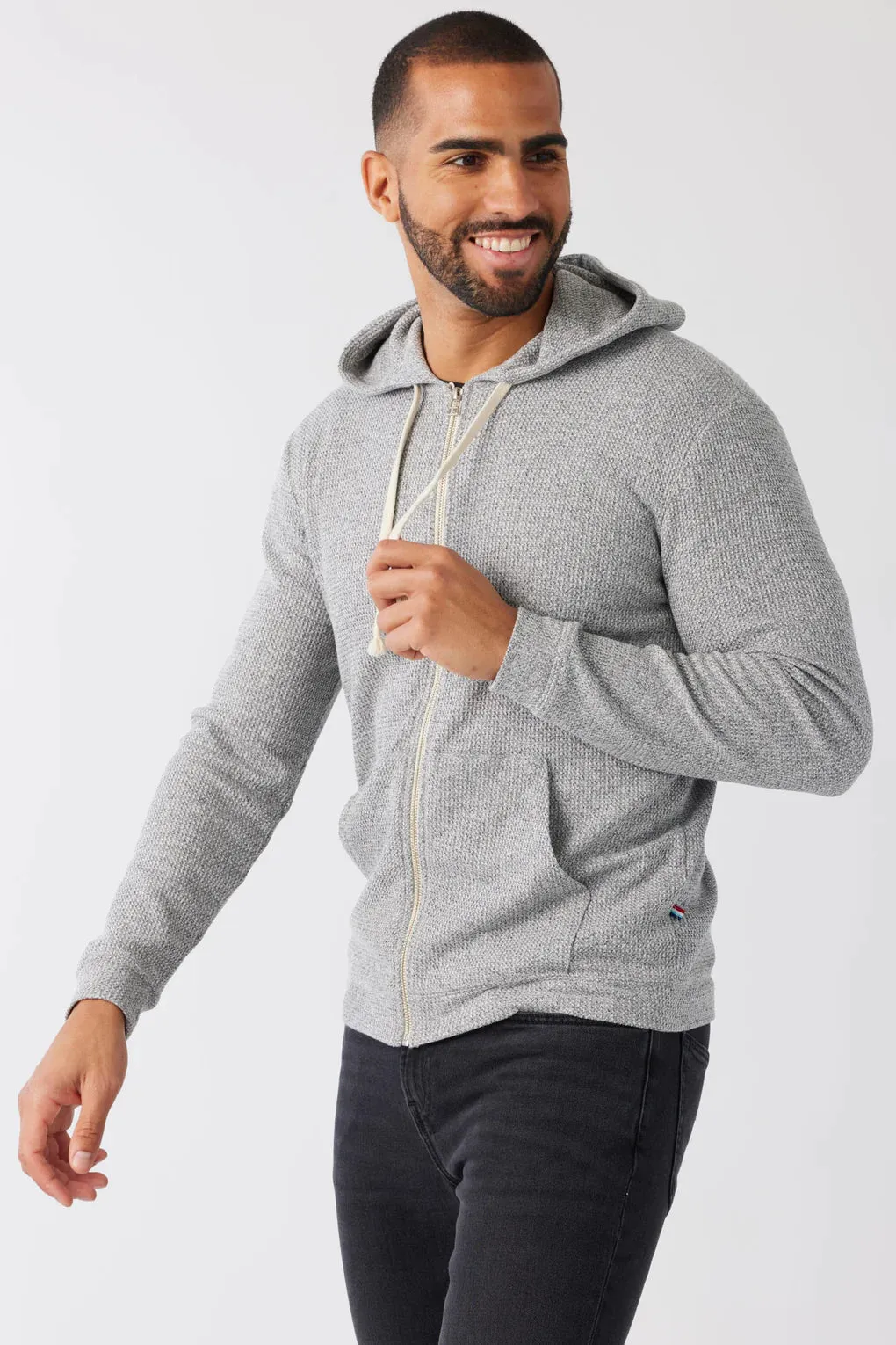 SOL ANGELES MENS THERMAL ZIP HOODIE - HEATHER
