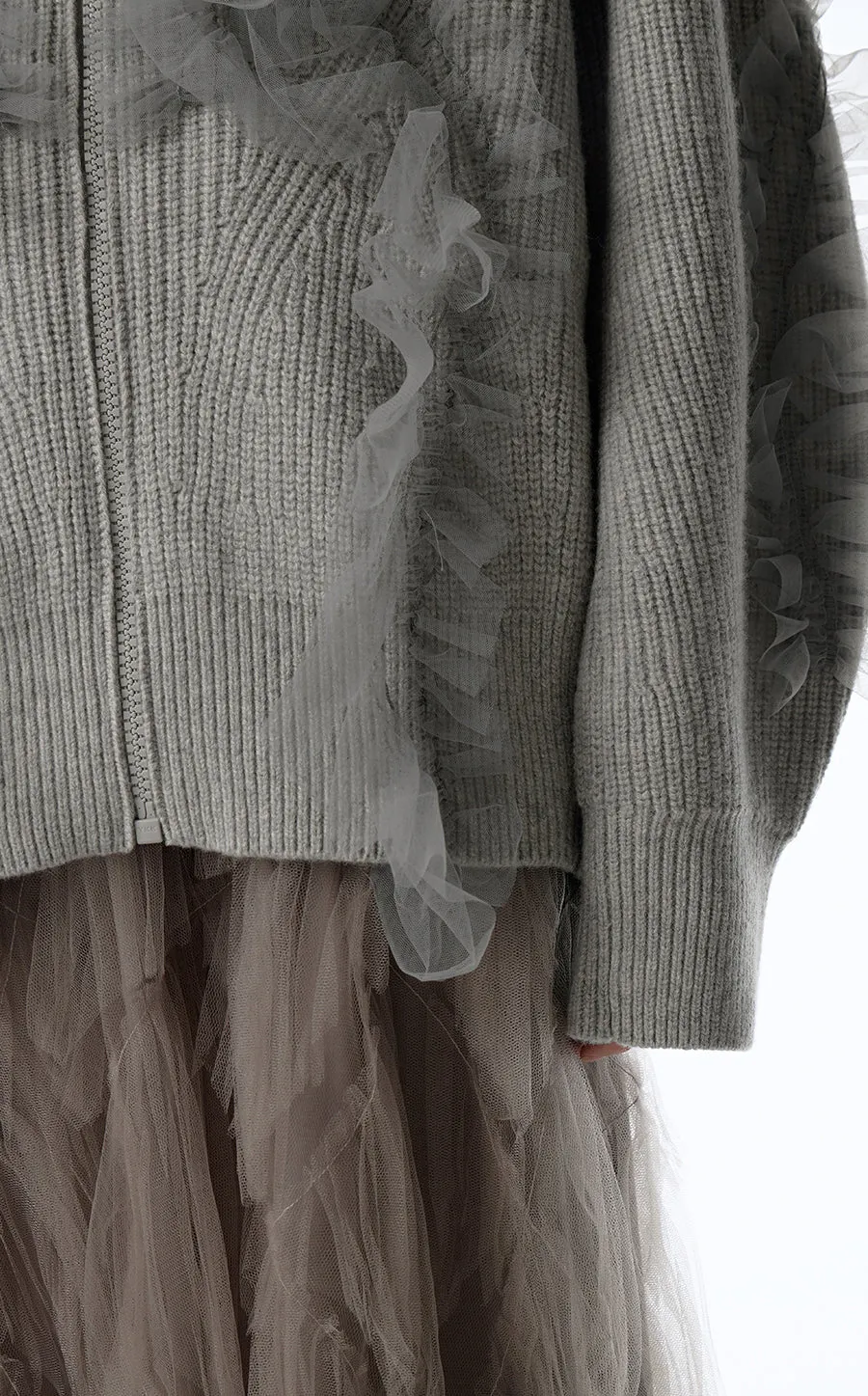 Sweater / JNBY Relaxed Wool  Cardigan in Mesh Design