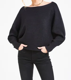 TIFFINY OFF SHOULDER SWEATER BLACK