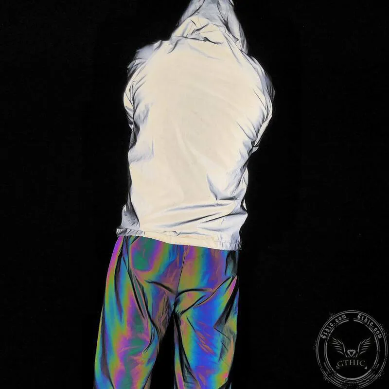 White Reflective Pullover Hooded Jacket