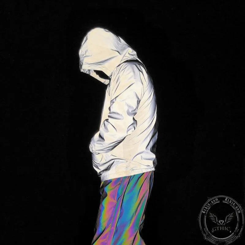 White Reflective Pullover Hooded Jacket